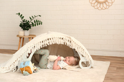 MDF montessori houpačka 85cm + skluzavka + polštář