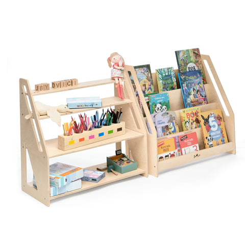 Montessori knihovna + regál – zvýhodněný set