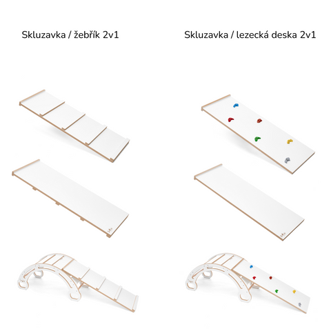 MDF montessori houpačka 85cm + skluzavka + polštář