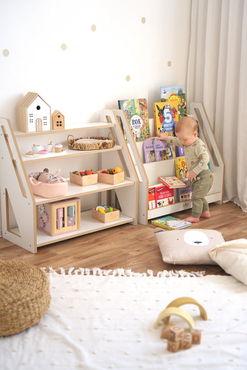 Montessori knihovna + regál – zvýhodněný set MDF