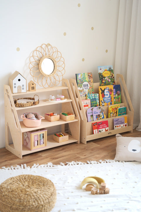 Montessori knihovna + regál – zvýhodněný set
